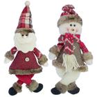 Kit 8 Enfeites Boneco De Neve E Papai Noel Natal Em Tecido 30Cm