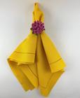 Kit 8 Guardanapos Em Oxford 40x40 Corte Laser Amarelo