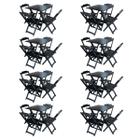 Kit 8 Jogos De Mesa Com 4 Cadeiras De Madeira Dobravel 70x70 Ideal Para Bar E Restaurante - Preto