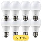 Kit 8 Lâmpadas Led Bulbo 9w Bivolt Branco Frio E27 6500k