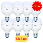 Kit 8 Lâmpadas Super Led Bulbo 30w Potente Branca E27 6500k