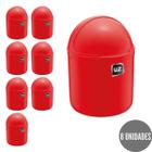 Kit 8 Lixeiras com Tampa p Escritorio Gourmet Vermelho 4L