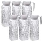 Kit 8 Mini Jarra Vidro Grosso Com Tampa Água Suco Refresco 600ml