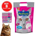 Kit 8 Pacotes Areia Gato Granulado Branco PróFeline 1,5kg