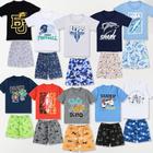 Kit 8 Peças Roupa Infantil Verão Menino - 4 Conjunto Calor Moletinho Criança e Bebe Masculino 4 Camiseta 4 Short