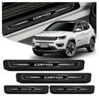 Kit 8 Peças Soleira De Porta Resinada Jeep Compass - Preta - EMBLEMATHEC