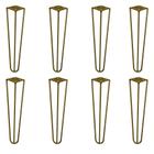 Kit 8 Pés de Metal 30 CM Hairpin Legs Mesa de Canto Rack e Puffs Dourado G41