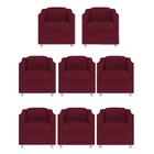 Kit 8 Poltronas Decorativa Tilla Suede Marsala - TWdecora