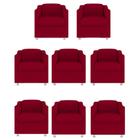 Kit 8 Poltronas Decorativa Tilla Suede Vermelho - TWdecora