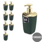 Kit 8 Porta Sabão Liquido Premium Verde com Dourado UZ