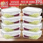 Kit 8 Pote de Vidro Hermético Borossilicato 370ml Marmita Fitness Freezer Microondas