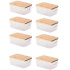 Kit 8 Pote P/ Alimentos Idealle C/Tampa 19x13x8Cm Eco Bambu