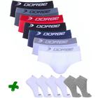 Kit 8 Slip Algodão + 6 Pares Meia Sport Dorbe