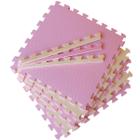 Kit 8 Tatame Tapete EVA Rosa Claro e Creme 50x50x1cm 10mm