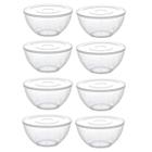 Kit 8 Tigelas Bowl 2,4 Lts Transparente 22,5x11Cm Com Tampa