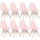 KIT - 8 x cadeiras estofadas Eames Eiffel Botonê - Base de madeira clara