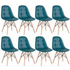 KIT - 8 x cadeiras estofadas Eames Eiffel Botonê - Base de madeira clara