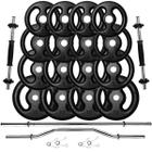 Kit 80Kg Anilhas de Ferro com Barras Rosca 40cm + Barra 150cm + Barra W 1,20m - SEPO