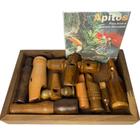 Kit 9 Apitos De Madeira Para Aves E Animais Silvestres Caça