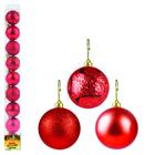 Kit 9 bolas de natal dourada enfeite natalino vermelho 5cm