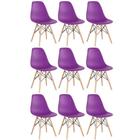 Kit 9 Cadeiras Charles Eames Eiffel Dsw Com Pés De Madeira Clara Roxo