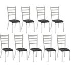 Kit 9 cadeiras Laura cromada para cozinha-assento preto