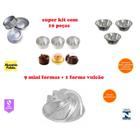 Kit 9 Mini Forminhas Para Bolos Baby Mini Bolo Piscina Pudim Bolo Suíço Mini + 1 Forma Vulcão