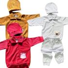 Kit 9 pçs Roupas Recém Nascido Casaco Bebe Mijão Touca Plush