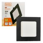Kit 9 Plafon Quadrado Embutir 6w Preto 12x12 Branco Neutro 4000K