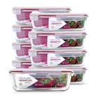 Kit 9 Potes de Vidro Retangular com Tampa Hermética 2800ml