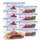 Kit 9 Potes Vidro Hermetico 1040ml Retangular