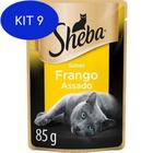 Kit 9 Ração Úmida Sheba Sabor Frango Assado Para Gatos Adultos 85G