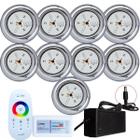 Kit 9 Refletores Led 9w RGB Inox e Comando para Iluminação Piscina