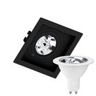 Kit 9 Spot Embutir Quadrado Recuado AR70 Preto + Lâmpada Led 4,8w 2700k