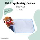 Kit 9 Tapetes Higiênicos Laváveis Impermeável - 70x50 - 200 Lavagens - Sanitário Ecológico para Cães