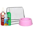 Kit 9 Tapetes Higiênicos Pet + Pote Comedouro + Perfume Pet Clean 120ml + Xixi Sim + Aqui Não Pode