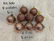 Kit 9 Unidades Bolas Enfeite De Árvore De Natal 5cm Brilho e Glitter(NTB85834