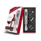 Kit Abridor de Vinho Elétrico 3 em 1 Aço Inox Portátil 4 Pçs