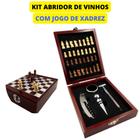 Kit Saca Rolha Abridor de Vinho Profissional e Acessórios Premium +  Tabuleiro e Peças Xadrez - Estojo