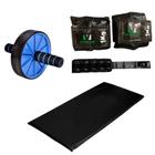 Kit Academia Exercícios Com Caneleira 1kg + Roda Abdominal + Colchonete Malhação