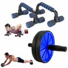 Kit Academia Roda Abdominal + Par Barra De Chão Exercício Treino Casa - Lavarieta