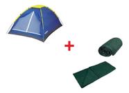 Kit Acampamento Barraca 4 Lugares Azul + Saco de Dormir Mor