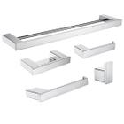 Kit Acessórios Banheiro 5 peças Aço Inox Premium (Square - Polido)