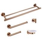 Kit Acessórios Banheiro 5 Peças Rose Gold Tubular Aço Inox