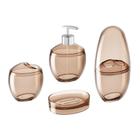 Kit Acessórios Banheiro Lavabo 4 Pcs Coza - Marrom - Coza/Brinox