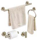 Kit Acessórios Banheiro Porta Toalhas Redondo Dourado Aço Inox