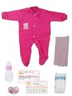 Kit Acessorios Boneca Bebe Reborn Menina Com 7 Itens Macacao Saquinho Maternidade Chup Mamad