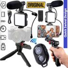 Kit Acessórios Filmagem Suporte Celular Câmera Tripé Luz Iluminação Blogueiro Foto E Vídeo Selfie Smartphone + Bluetooth