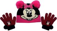 Kit Acessórios Inverno Infantil Menina Personagem Minnie Mouse - Rosa E Vermelho - Disney : Touca Gorro + Luvas