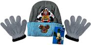 Kit Acessórios Inverno Infantil Menino Desenho Mickey Mouse Aventuras Sobre Rodas - Cinza - Disney : Touca Gorro + Luvas